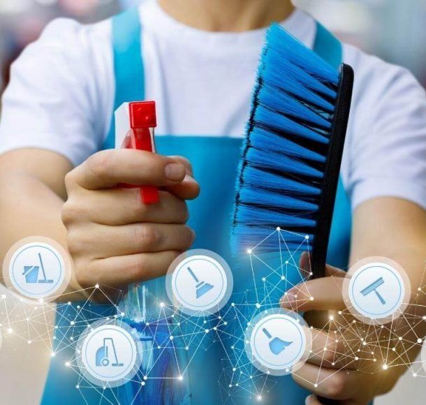 Man showing different kind of cleaning services of hiring a professional cleaning and disinfection company Orchid Cleaning Services